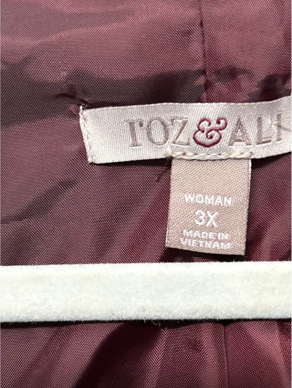 Roz & Ali Women's 3X Burgundy Velvet Snap Button Jacket
